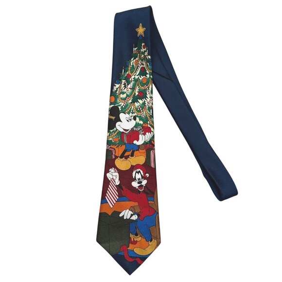 Vintage Disney Mickey Unlimited Mens Christmas Tie With Mickey and Goofy Design - Picture 2 of 6